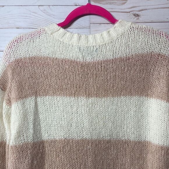 American Eagle Outfitters Jegging Fit Blush Pink Striped Wool Blend Sweater - Picture 12 of 16